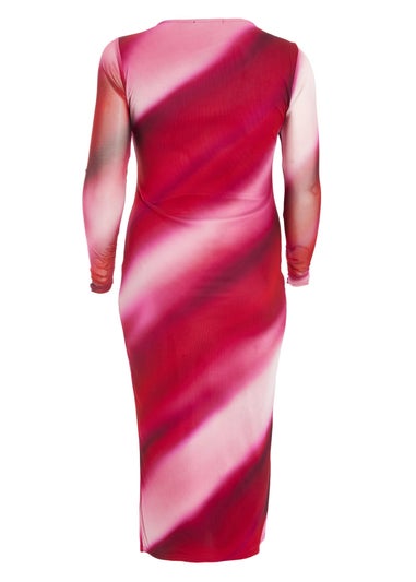 Quiz Red Curve Mesh Marble Midaxi Dress