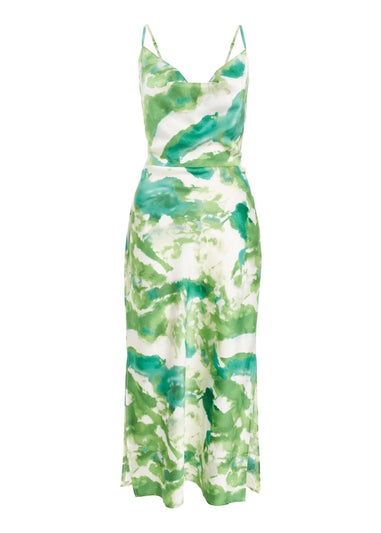 Quiz Green Marble Print Cowl Neck Midaxi Dress