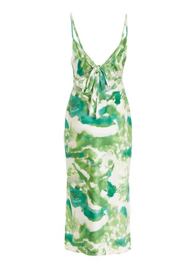 Quiz Green Marble Print Cowl Neck Midaxi Dress