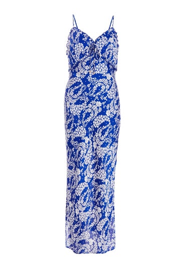 Quiz Blue Floral Strappy Maxi Dress