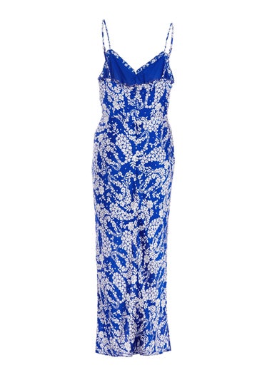 Quiz Blue Floral Strappy Maxi Dress