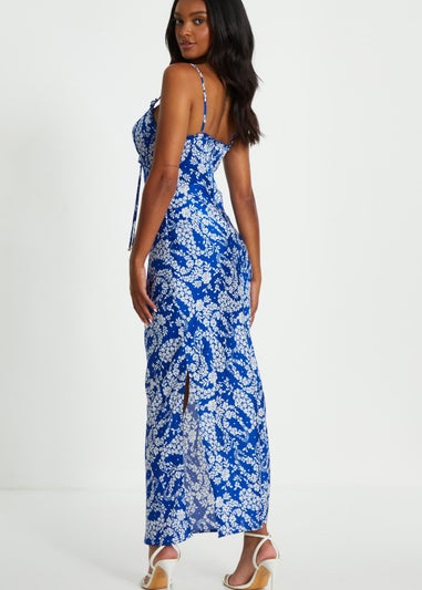 Quiz Blue Floral Strappy Maxi Dress