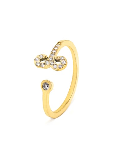 Say It With Gold Aries Ring with CZ Stones
