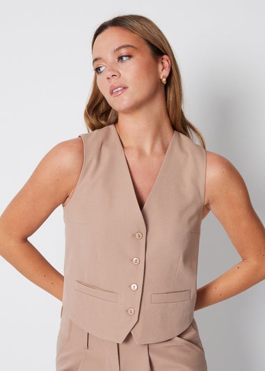 Threadbare Stone King Fitted Tailored Waistcoat
