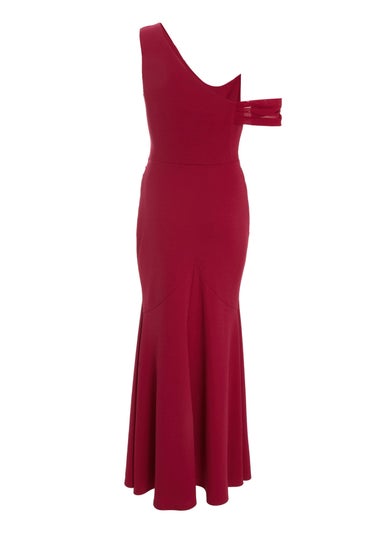 Quiz Red Petite Asymmetric Cowl Neck Maxi Dress