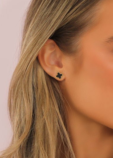 Say It With Gold & Black Clover Earrings