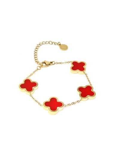 Say It With Red & Gold Teen Clover Chain Bracelet