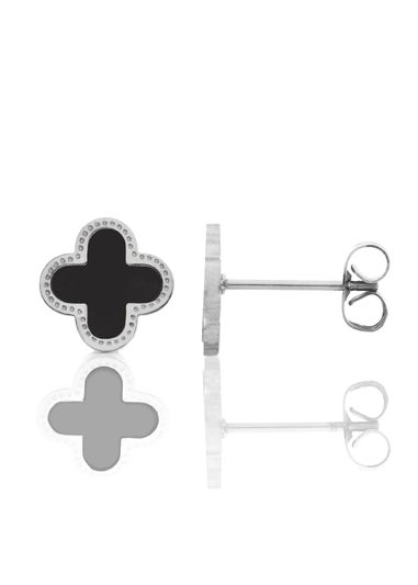 Say It With Silver & Black Clover Earrings