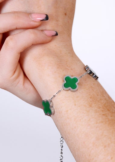 Say It With Green & Silver Teen Luck Chain Bracelet