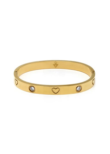 Say It With Gold Junior Stone & Heart Hinged Bangle