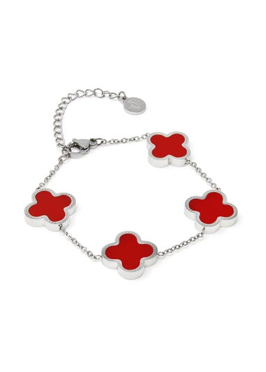 Say It With Red & Silver Teen Clover Chain Bracelet