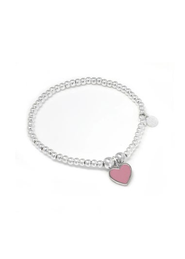 Say It With Silver Junior Mini Pink Heart Charm Ball Bracelet