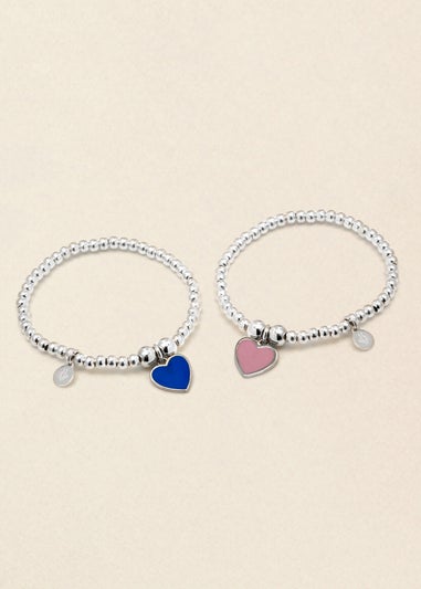 Say It With Silver Junior Mini Pink Heart Charm Ball Bracelet