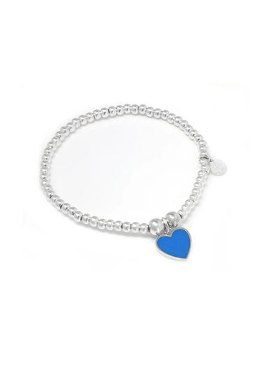 Say It With Silver Junior Mini Blue Heart Charm Ball Bracelet