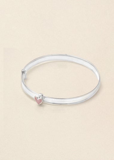 Say It With Silver Baby Bangle with Pink Heart