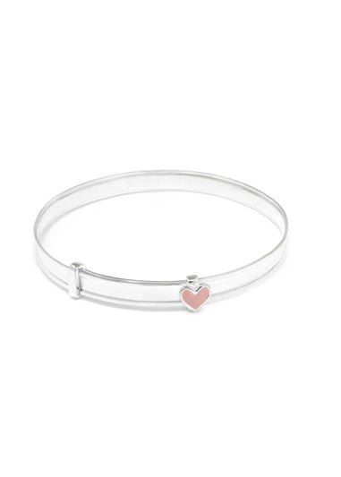 Say It With Silver Baby Bangle with Pink Heart