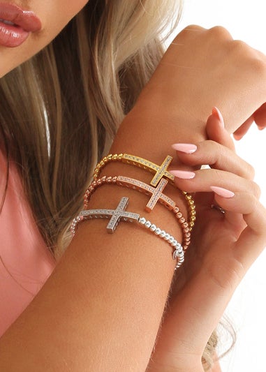 Say It With Rose Gold Cross Ball Bracelet