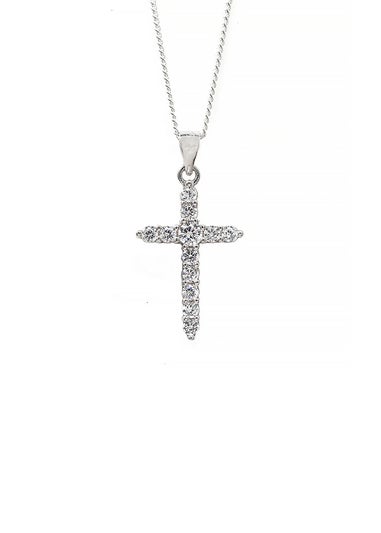 Say It With Silver Claw Set Cross Necklace