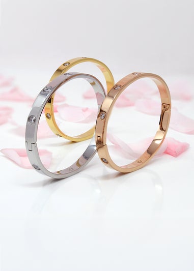 Say It With Rose Gold Hinged Stone Bangle