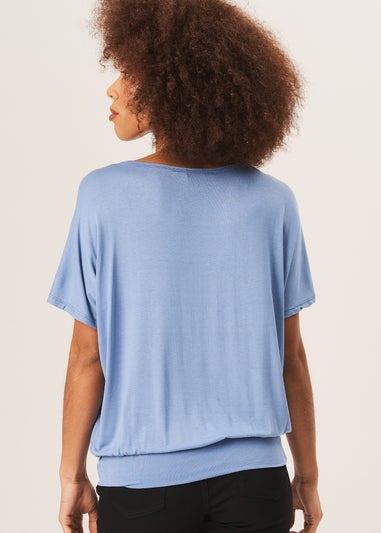 Gini London Blue Round Neck Oversized Short Sleeves Top