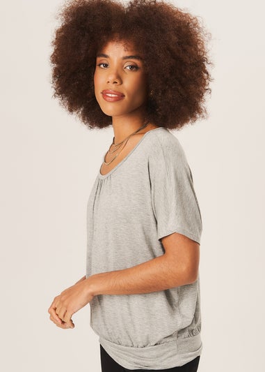 Gini London Grey Round Neck Oversized Short Sleeves Top