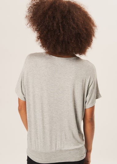 Gini London Grey Round Neck Oversized Short Sleeves Top