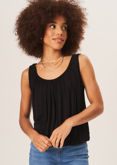 Gini London Black Round Neck Oversized Sleeveless Top