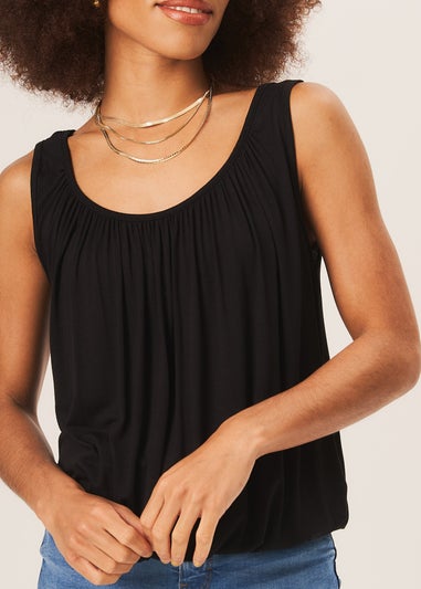 Gini London Black Round Neck Oversized Sleeveless Top