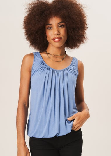 Gini London Light Blue Round Neck Oversized Sleeveless Top