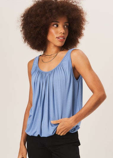 Gini London Light Blue Round Neck Oversized Sleeveless Top