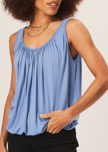 Gini London Light Blue Round Neck Oversized Sleeveless Top