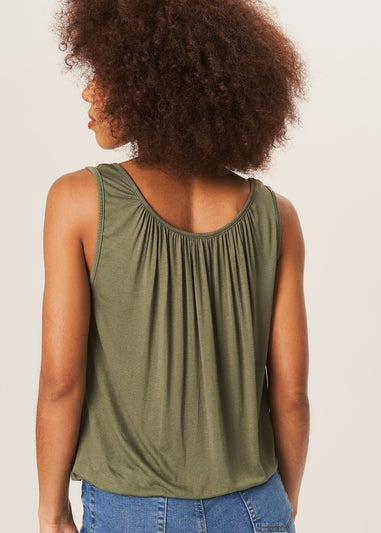 Gini London Khaki Round Neck Oversized Sleeveless Top