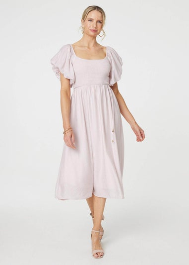 Izabel London Pink Puff 1/2 Sleeve Knee Length Dress