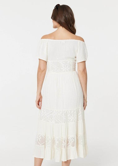 Izabel London White Lace Detail Tie-Up Front Maxi Dress