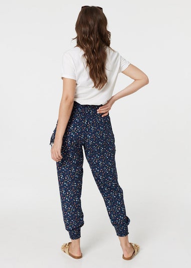 Izabel London Blue Ditsy Floral High Waist Harem Pants