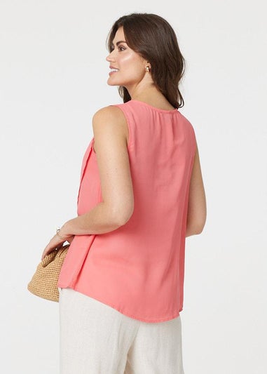 Izabel London Pink Asymmetric Pleat Front Blouse Top