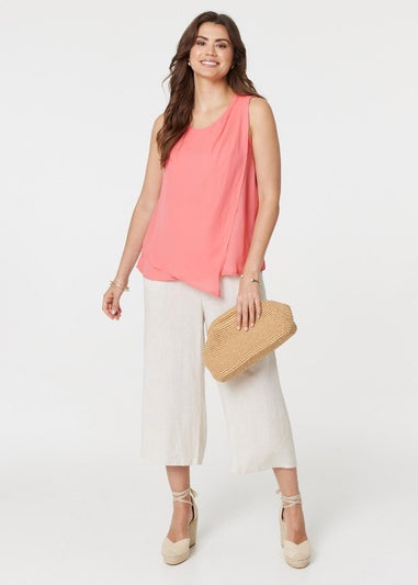 Izabel London Pink Asymmetric Pleat Front Blouse Top