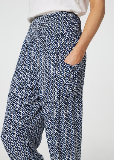 Izabel London Blue Geo Print Pocket Detail Harem Pants