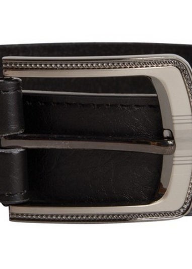 Duke Black Samuel Large Buckle Leather Belt