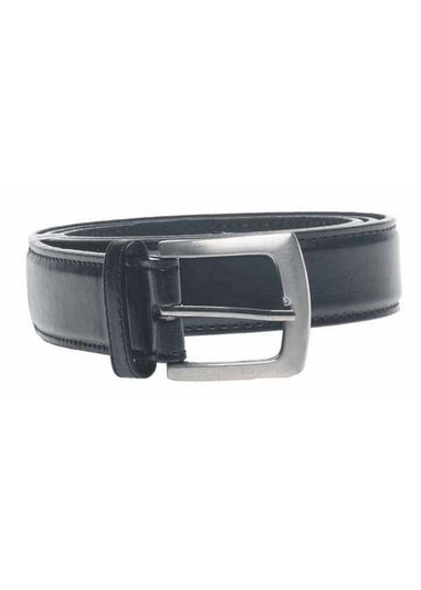 Duke Black Lewis Square Buckle Plain Belt