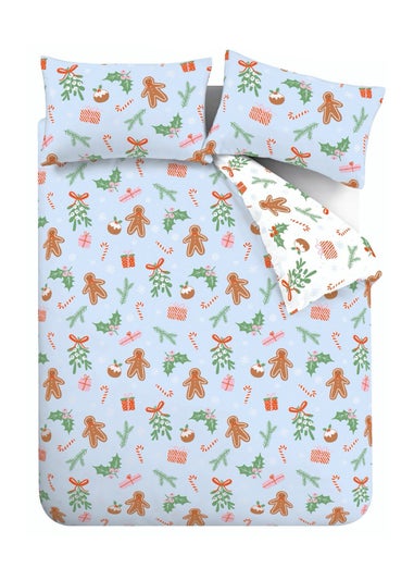 Catherine Lansfield Christmas Gingerbread Soft Microfibre Reversible Duvet Cover Set