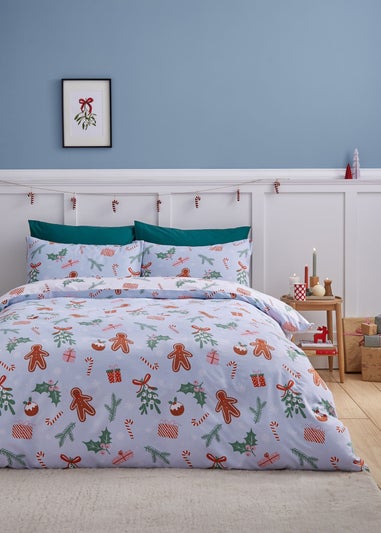 Catherine Lansfield Christmas Gingerbread Soft Microfibre Reversible Duvet Cover Set