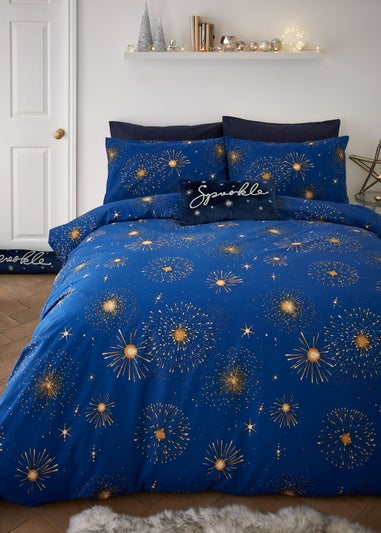 Catherine Lansfield Christmas Sparkle Reversible Duvet Cover Set