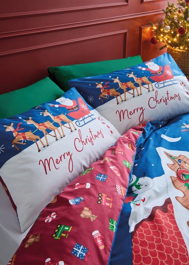 Catherine Lansfield Christmas Santa's Workshop Reversible Duvet Cover Set