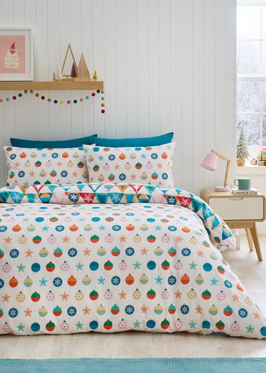 Catherine Lansfield Christmas Geo Reversible Duvet Cover Set