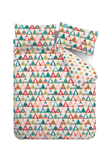 Catherine Lansfield Christmas Geo Reversible Duvet Cover Set