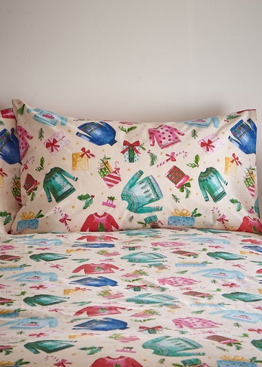 Catherine Lansfield Christmas Jolly Jumpers Reversible Duvet Cover Set