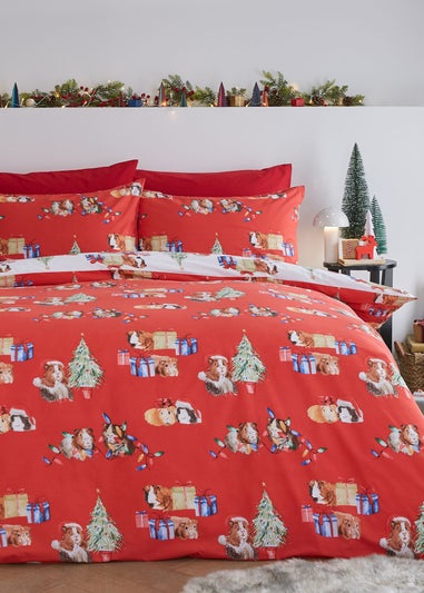 Catherine Lansfield Christmas Guineapig Reversible Duvet Cover Set