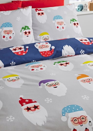 Catherine Lansfield Christmas Santa Spec-Tacular Reversible Duvet Cover Set