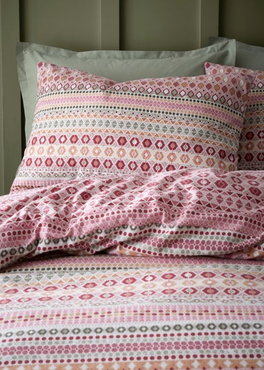 Catherine Lansfield Brushed Cotton Fair Isle Reversible Duvet Cover Set